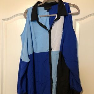 Lane Bryant cold shoulder color block shirt